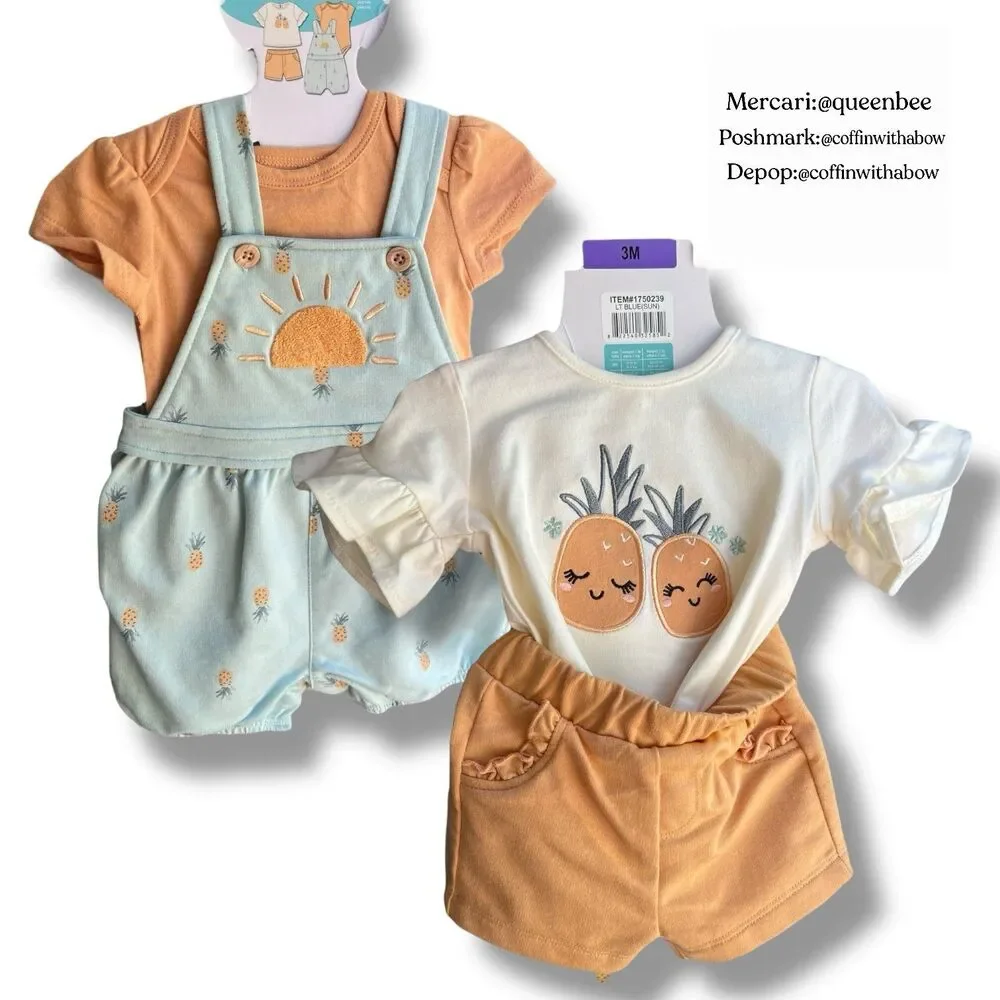 Baby Girl 2 Piece Summer Outfit Set Size 3M Cute Matching Clothes Twins